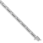 14k White Gold Complete 2.1 carat Round AA Diamond Bar Link Tennis Bracelet