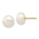 14k 8- White Button Freshwater Cultured Pearl Stud Post Earrings