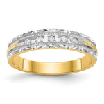 14k and Rhodium AA Quality 1/20 carat Diamond Trio Ladies Complete Wedding Band