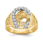 IB Goodman 14k Two-tone1/6 carat VS Diamond Horseshoe with Horse in Center Mens Ring