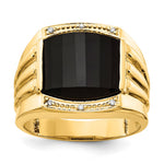 IB Goodman 14k Barrel Onyx and AA Diamond Mens Ring