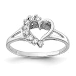 14k White Gold Polished 1/8 carat AA Diamond Heart Ring