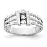14k White Gold 3-Stone 1/8 carat AA Diamond Ring