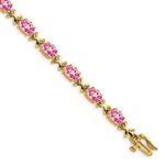 14k 7x Oval Pink Tourmaline bracelet