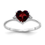 14k White Gold Heart Garnet and A Diamond Ring