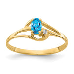 14k 5x Oval Blue Topaz VS Diamond ring