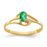 14k 5x Oval Emerald and A Diamond Ring
