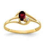 14k 5x Oval Garnet VS Diamond ring
