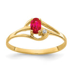 14k 5x Oval Ruby and AAA Diamond Ring