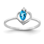 14k White Gold 5x Pear Blue Topaz AA Diamond ring