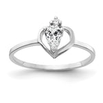 14k White Gold 5x Pear Cubic Zirconia AAA Diamond ring