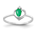 14k White Gold 5x Pear Emerald A Diamond ring
