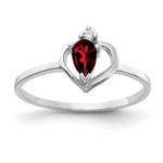 14k White Gold Garnet Diamond ring