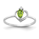 14k White Gold 5x Pear Peridot A Diamond ring