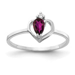 14k White Gold 5x Pear Rhodolite Garnet AA Diamond ring
