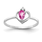 14k White Gold 5x Pear Pink Sapphire AAA Diamond ring