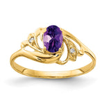 14k 6x Oval Amethyst and AAA Diamond Ring