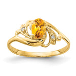 14k 6x Oval Citrine and VS Diamond Ring