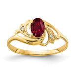 14k 6x Oval Lab-Created Ruby and AAA Diamond Ring