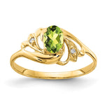 14k 6x Oval Peridot AA Diamond ring