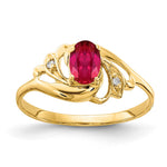 14k 6x Oval Ruby and AAA Diamond Ring