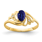 14k 6x Oval Blue Sapphire and AA Diamond Ring