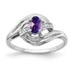 14k White Gold 5x Oval Amethyst and 1/20 carat A Diamond Ring