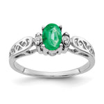 14k White Gold 6x Oval Emerald and VS Diamond Ring