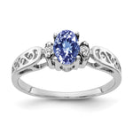 14k White Gold 6x Oval Tanzanite and AA Diamond Ring
