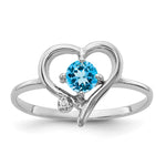 14k White Gold Blue Topaz AAA Diamond ring