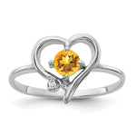 14k White Gold Citrine AAA Diamond ring