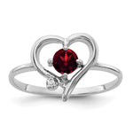 14k White Gold Garnet AA Diamond ring