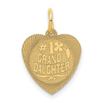 14k #1 GRANDDAUGHTER Engravable Heart Charm