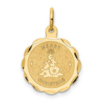 14k MERRY CHRISTMAS with Tree Engravable Disc Charm