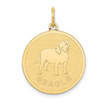 14k BEAGLE Engravable Disc Dog Charm