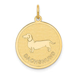 14k DACHSHUND Engravable Disc Dog Charm