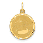 14K HAPPY ANNIVERSARY with Banner Engravable Disc Charm