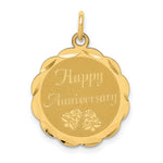14K HAPPY ANNIVERSARY with Bells Engravable Disc Charm