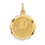 14K 10th ANNIVERSARY Engravable Disc Charm