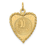 14K 10th ANNIVERSARY Engravable Rope-Edge Heart Charm