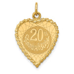 14K 20th ANNIVERSARY Engravable Rope-Edge Heart Charm