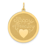 14K HAPPY ANNIVERSARY with Heart Engravable Disc Charm