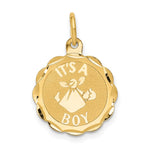 14k Polished IT'S A BOY Scalloped Disc Charm