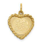 14k #1 GRANDDAUGHTER Engravable Heart with Rope Edge Charm
