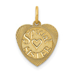 14K SPECIAL SISTER Engravable Heart Charm