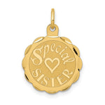 14K SPECIAL SISTER Engravable Disc Charm
