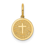 14k Small BAPTISM with Cross Round Disc Charm