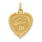 14K SWEET 16 Engravable Heart Charm