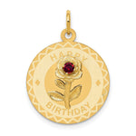 14k HAPPY BIRTHDAY Disc Charm with CZ Flower