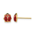 14k Red and Black Enameled Ladybug Post Earrings